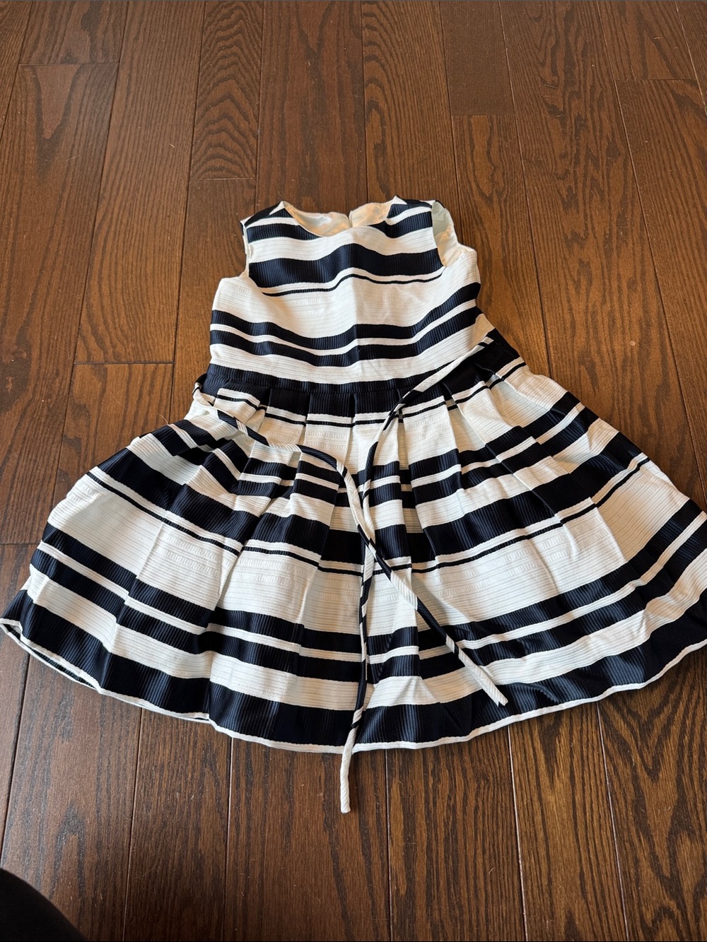 Classic Girls' Navy and White Striped Fit-and-Flare Dress